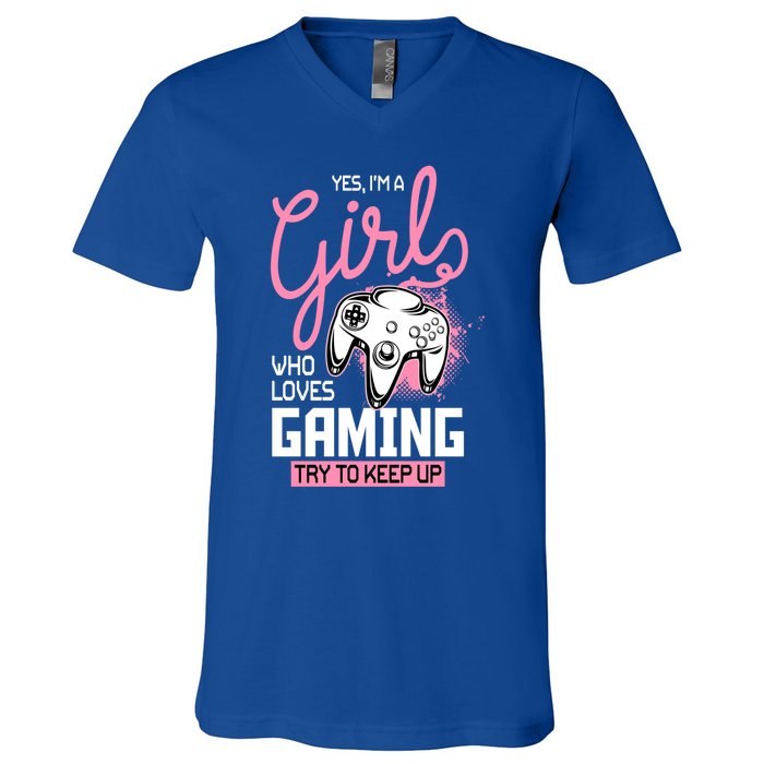 Who Loves Gaming Funny Video Gamer Funny Gift V-Neck T-Shirt