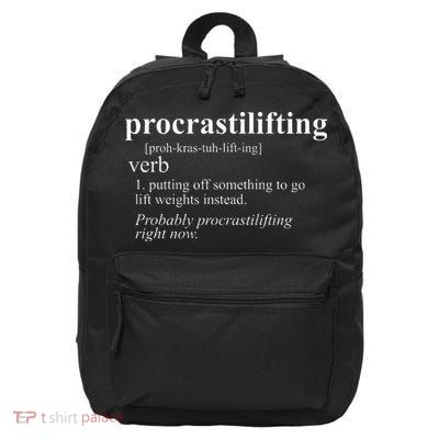Weightlifting Lover Gifts Procrastilifting Funny Gym Workout 16 in Basic Backpack