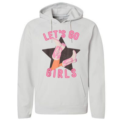 Western Lets Go Girl Bridal Bachelorette Party Matching Performance Fleece Hoodie