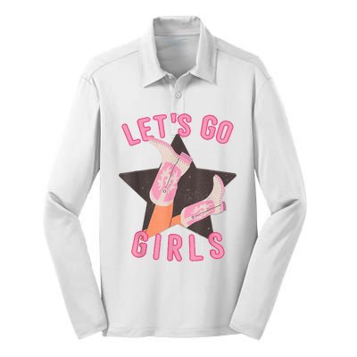 Western Lets Go Girl Bridal Bachelorette Party Matching Silk Touch Performance Long Sleeve Polo