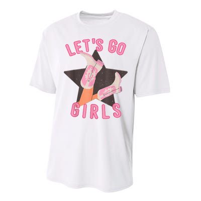 Western Lets Go Girl Bridal Bachelorette Party Matching Performance Sprint T-Shirt