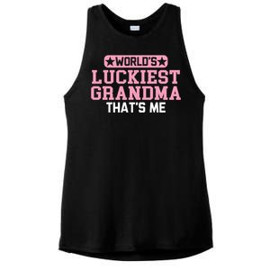 WorldS Luckiest Grandma ThatS Me Gift Ladies PosiCharge Tri-Blend Wicking Tank