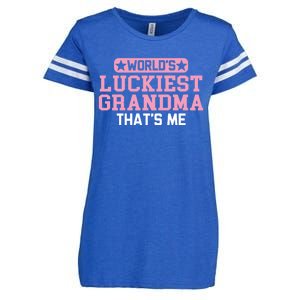 WorldS Luckiest Grandma ThatS Me Gift Enza Ladies Jersey Football T-Shirt