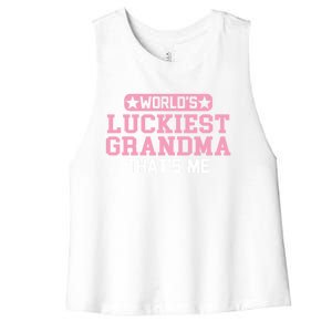 WorldS Luckiest Grandma ThatS Me Gift Women's Racerback Cropped Tank