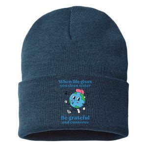 When Life Gives You Water Be Grateful And Conserve Earth Day Sustainable Knit Beanie