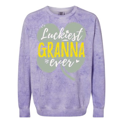 Womens Luckiest Granna Ever Cute St Patricks Day Gift For Mom Colorblast Crewneck Sweatshirt