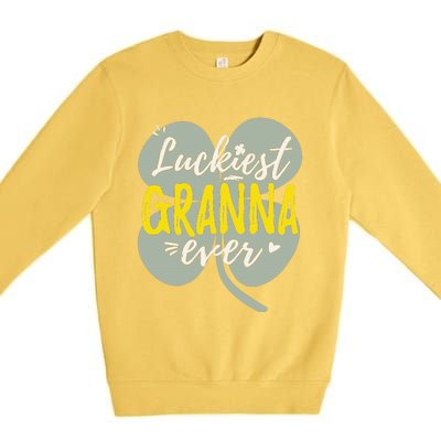 Womens Luckiest Granna Ever Cute St Patricks Day Gift For Mom Premium Crewneck Sweatshirt