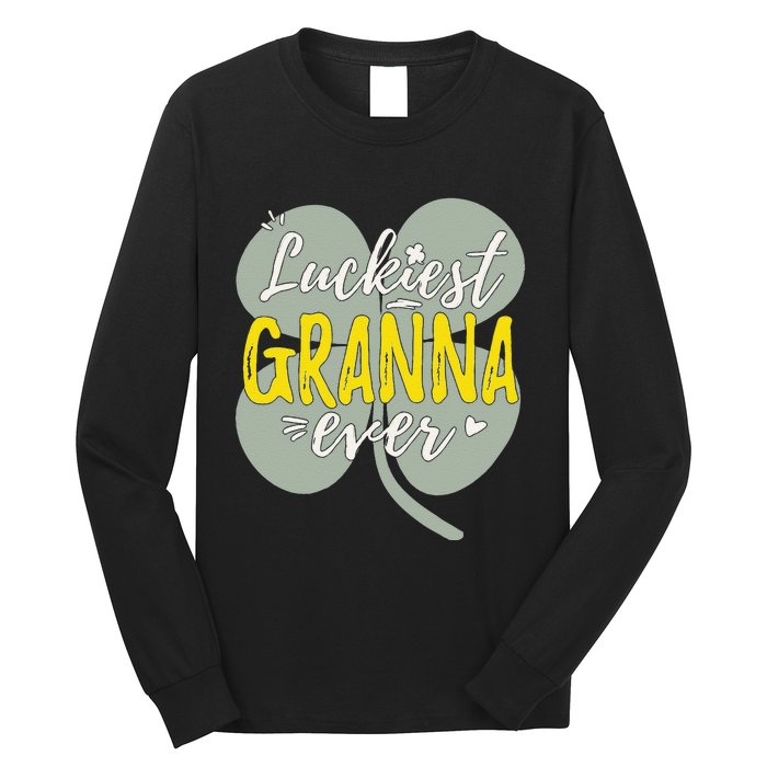 Womens Luckiest Granna Ever Cute St Patricks Day Gift For Mom Long Sleeve Shirt