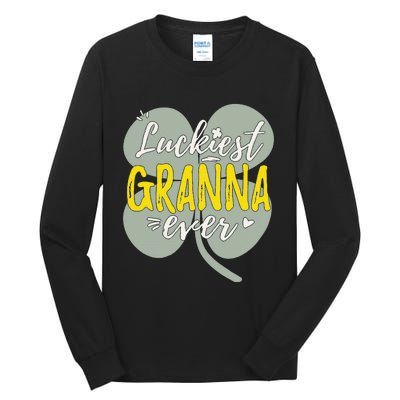 Womens Luckiest Granna Ever Cute St Patricks Day Gift For Mom Tall Long Sleeve T-Shirt