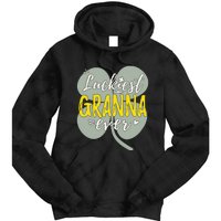 Womens Luckiest Granna Ever Cute St Patricks Day Gift For Mom Tie Dye Hoodie