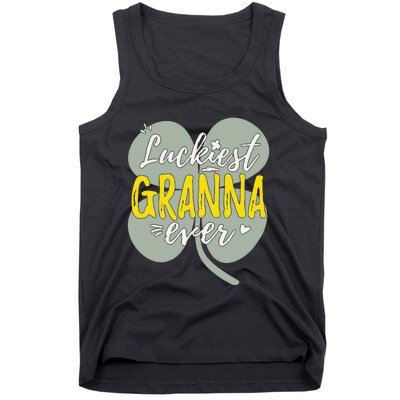 Womens Luckiest Granna Ever Cute St Patricks Day Gift For Mom Tank Top