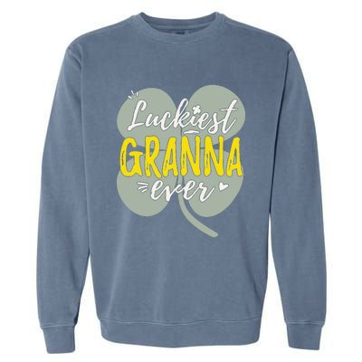 Womens Luckiest Granna Ever Cute St Patricks Day Gift For Mom Garment-Dyed Sweatshirt