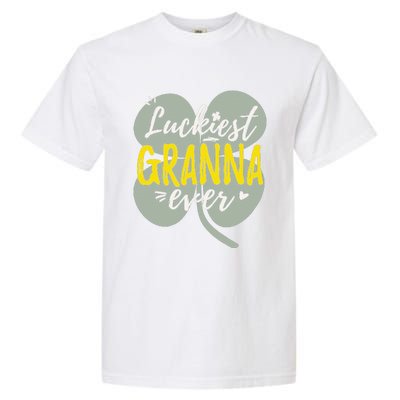 Womens Luckiest Granna Ever Cute St Patricks Day Gift For Mom Garment-Dyed Heavyweight T-Shirt