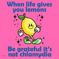 When Life Gives You Lemons Be Grateful Its Not Chlamydia Funny Stripe Pom Pom Beanie