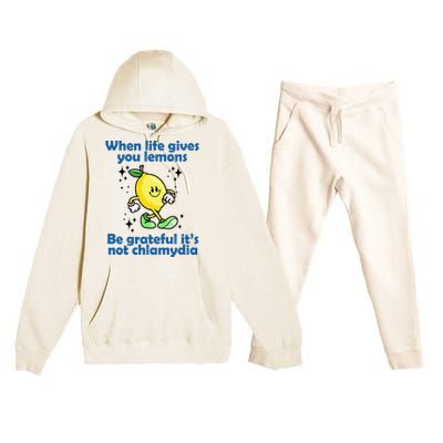 When Life Gives You Lemons Be Grateful Its Not Chlamydia Funny Premium Hooded Sweatsuit Set