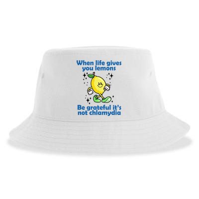 When Life Gives You Lemons Be Grateful Its Not Chlamydia Funny Sustainable Bucket Hat