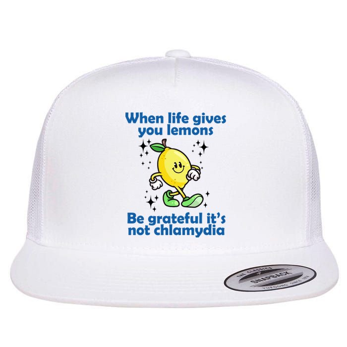 When Life Gives You Lemons Be Grateful Its Not Chlamydia Funny Flat Bill Trucker Hat