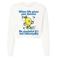 When Life Gives You Lemons Be Grateful Its Not Chlamydia Funny Cropped Pullover Crew