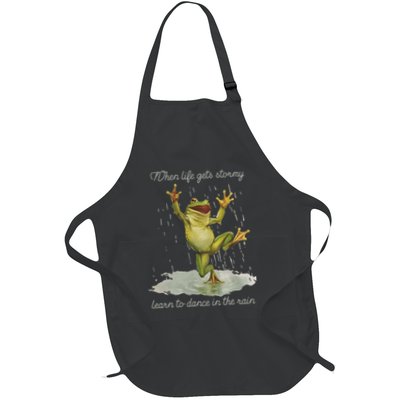 When Life Gets Stormy Learn To Dance In The Rain Frog Full-Length Apron With Pockets
