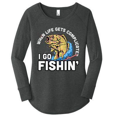 When Life Gets Complicated I Go Fishin Funny Fishing Women's Perfect Tri Tunic Long Sleeve Shirt