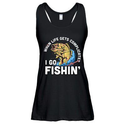 When Life Gets Complicated I Go Fishin Funny Fishing Ladies Essential Flowy Tank