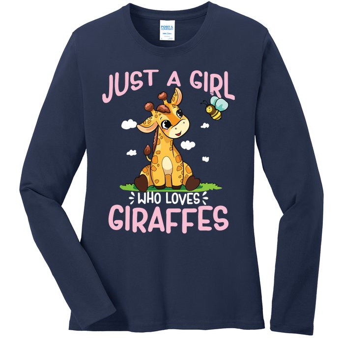 Who Loves Giraffe, Cute Giraffe Ladies Long Sleeve Shirt