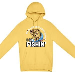 When Life Gets Complicated I Go Fishin Funny Fishing Premium Pullover Hoodie