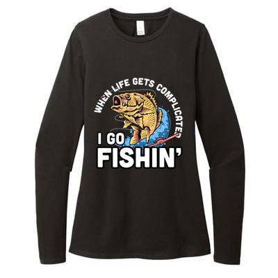 When Life Gets Complicated I Go Fishin Funny Fishing Womens CVC Long Sleeve Shirt