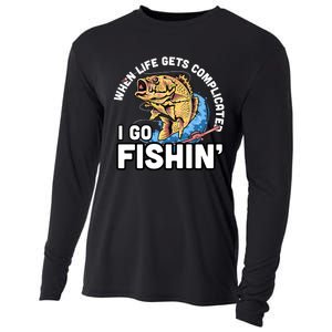 When Life Gets Complicated I Go Fishin Funny Fishing Cooling Performance Long Sleeve Crew