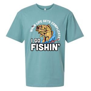 When Life Gets Complicated I Go Fishin Funny Fishing Sueded Cloud Jersey T-Shirt