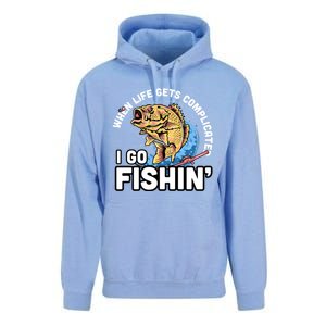 When Life Gets Complicated I Go Fishin Funny Fishing Unisex Surf Hoodie