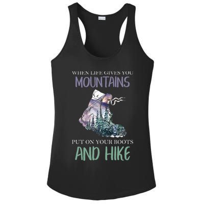 When Life Gives You Mountains Hiking Camping Mountaineering Ladies PosiCharge Competitor Racerback Tank