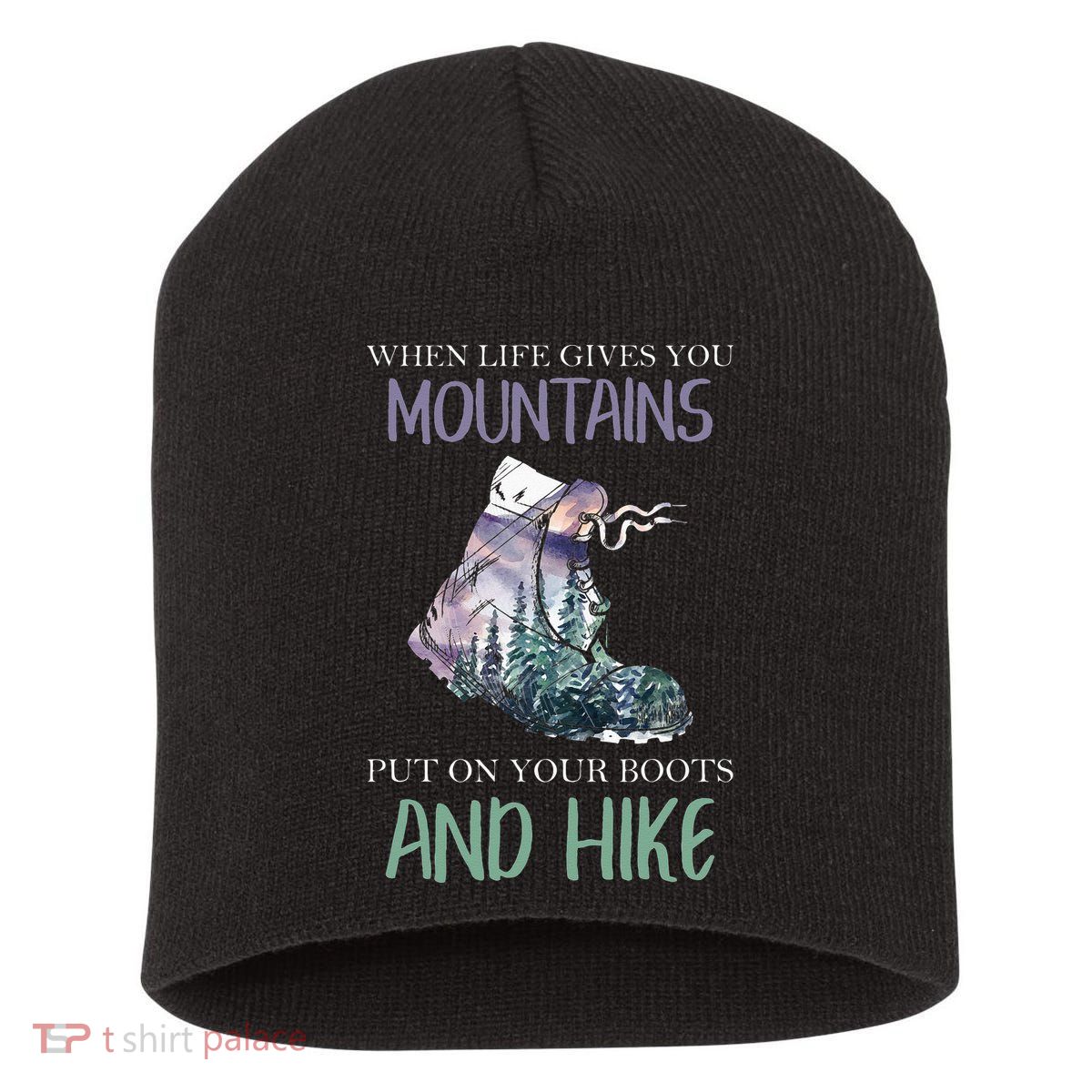 When Life Gives You Mountains Hiking Camping Mountaineering Short Acrylic Beanie