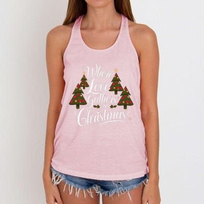 Where Love Gathers For Christmas A Heartfelt Holiday Women's Knotted Racerback Tank