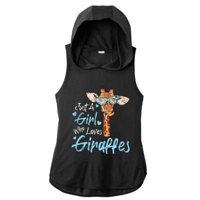 Who Loves Giraffe, Giraffe Africa Lover Animal Safari Ladies PosiCharge Tri-Blend Wicking Draft Hoodie Tank