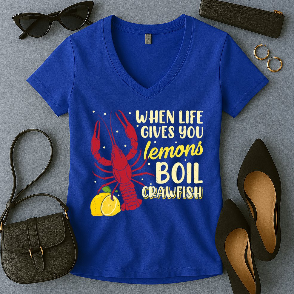 When Lifes Gives You Lemons Boil Crawfish Season Gift Women's V-Neck T-Shirt