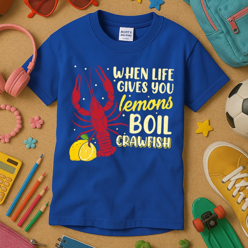 When Lifes Gives You Lemons Boil Crawfish Season Gift Kids T-Shirt