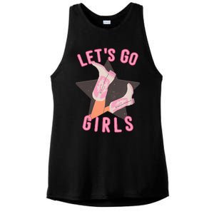 Western Lets Go Girl Bridal Bachelorette Party Matching Ladies PosiCharge Tri-Blend Wicking Tank