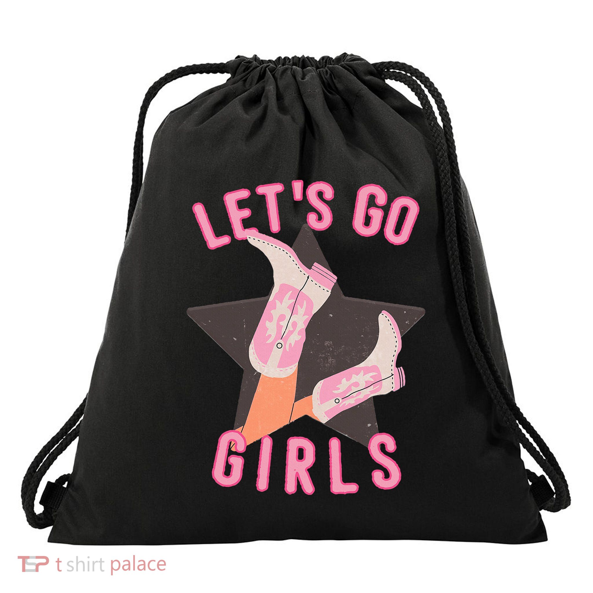 Western Lets Go Girl Bridal Bachelorette Party Matching Drawstring Bag