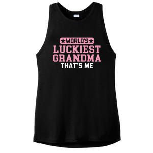 WorldS Luckiest Grandma ThatS Me Gift Ladies PosiCharge Tri-Blend Wicking Tank