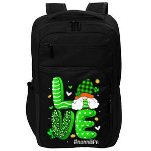 Womens Love Gnome Nonni Life Leopard Shamrock Saint Patrick's Day Impact Tech Backpack