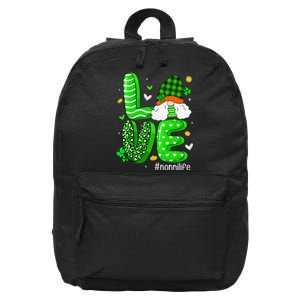 Womens Love Gnome Nonni Life Leopard Shamrock Saint Patrick's Day 16 in Basic Backpack