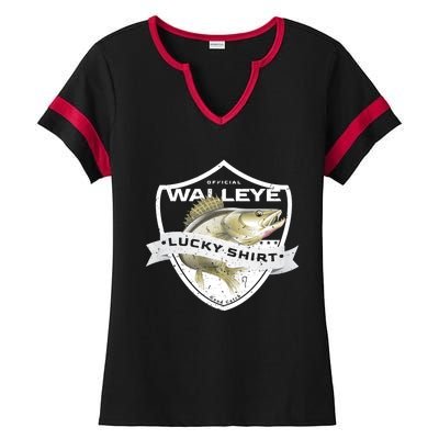 Walleye Lucky Gift Funny Accessories To Walleye Fishing Gift Ladies Halftime Notch Neck Tee