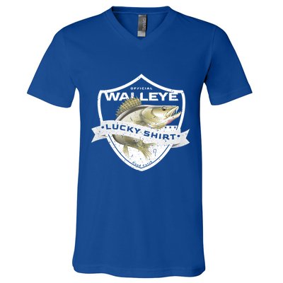 Walleye Lucky Gift Funny Accessories To Walleye Fishing Gift V-Neck T-Shirt