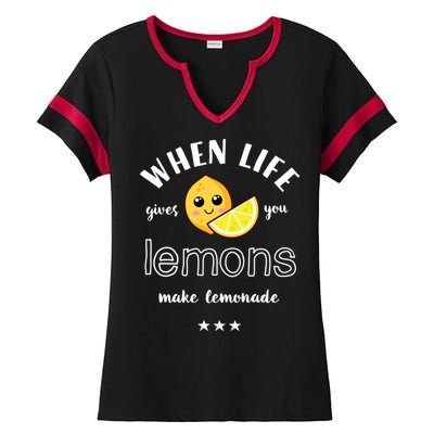 When Life Gives You Lemons Make Lemonade Funny Cool Summer Cute Gift Ladies Halftime Notch Neck Tee