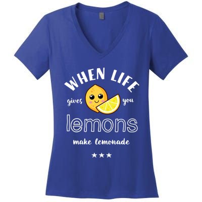 When Life Gives You Lemons Make Lemonade Funny Cool Summer Cute Gift Women's V-Neck T-Shirt