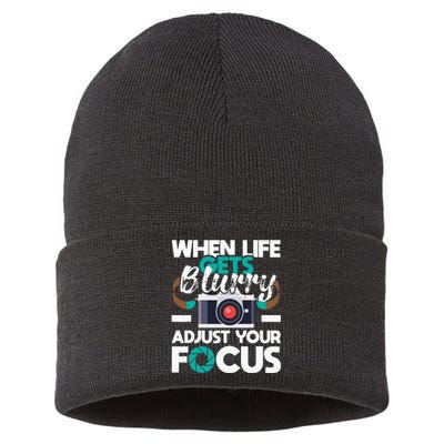 When Life Gets Blurry Photographer Camera Photography Sustainable Knit Beanie