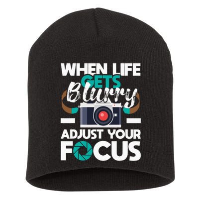 When Life Gets Blurry Photographer Camera Photography Short Acrylic Beanie