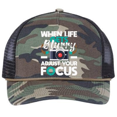 When Life Gets Blurry Photographer Camera Photography Retro Rope Trucker Hat Cap