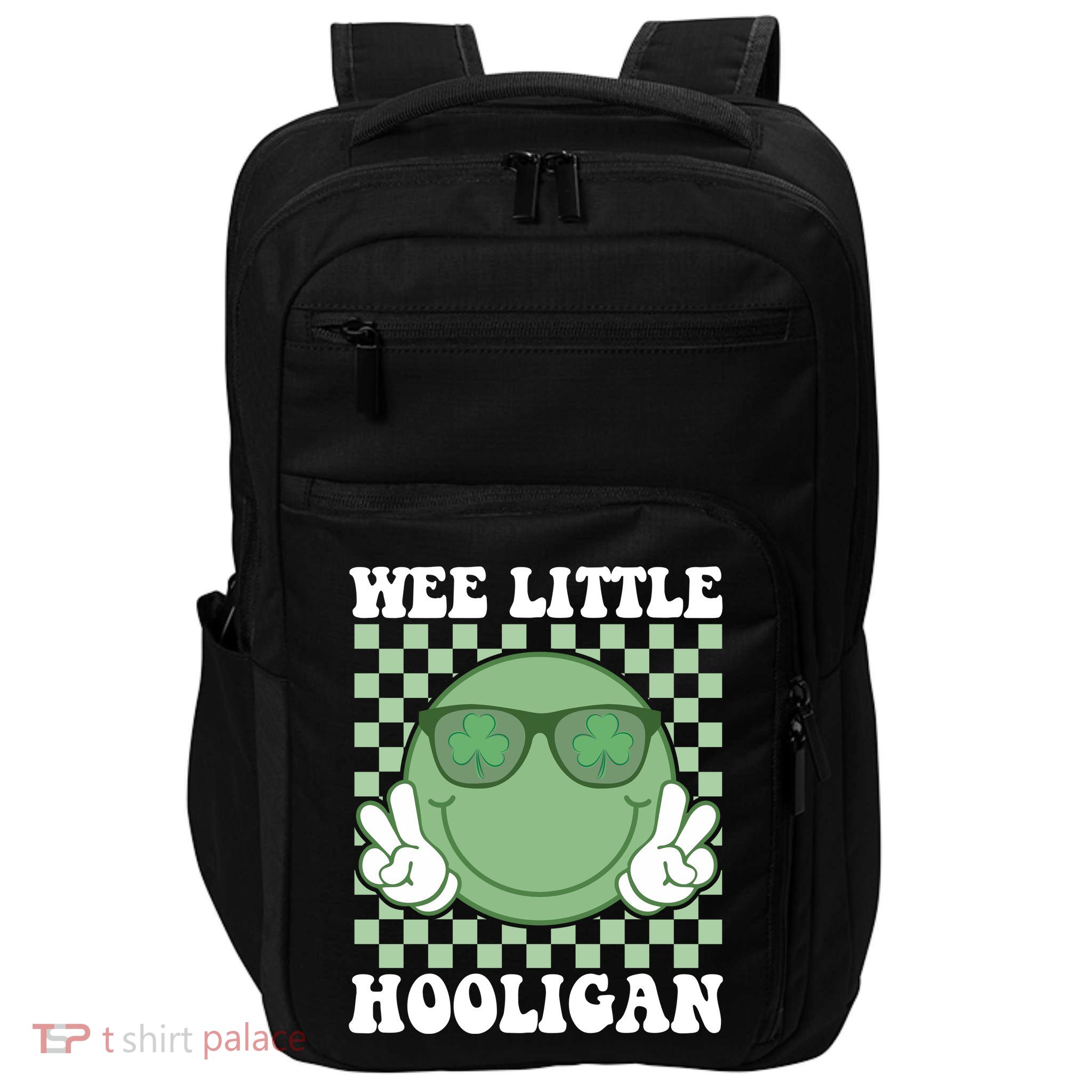Wee Little Hooligan St Patricks Day Smile Retro Impact Tech Backpack